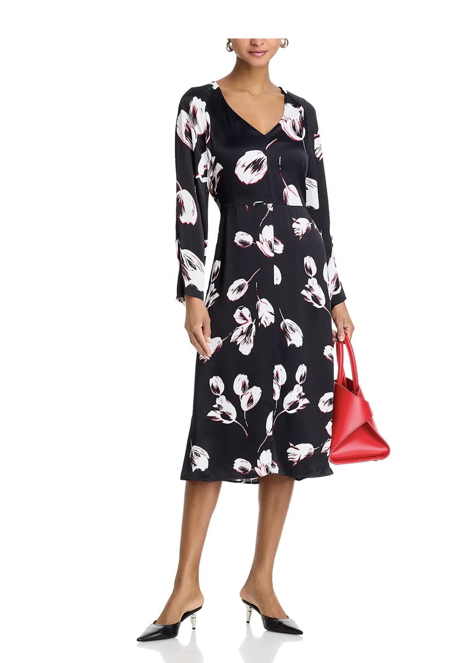 NWT BOSS Beautiful Diesha Long Sleeve Satin A-Line Dress size 14